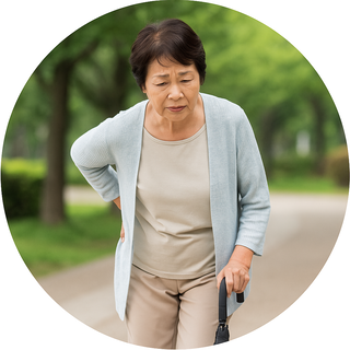 股関節の痛みで歩くのがつらく、外出が億劫になりやすい方のイメージ写真