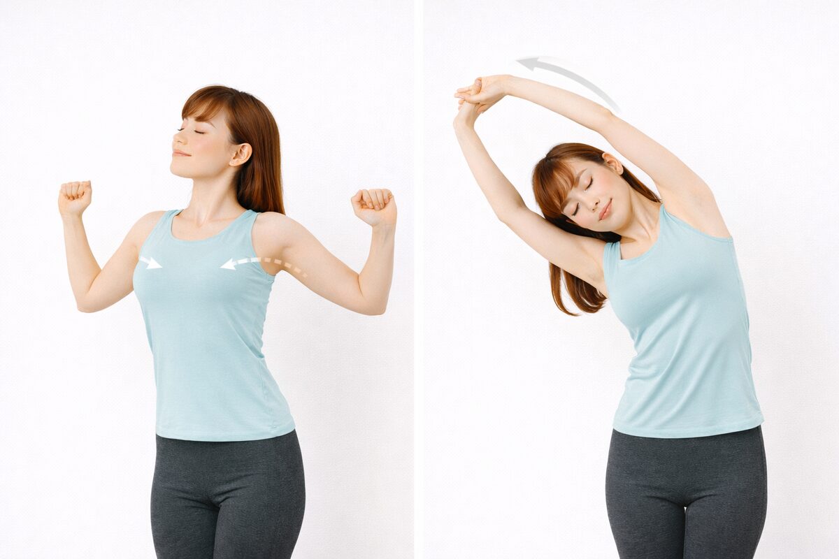 肩甲骨ストレッチのポーズ