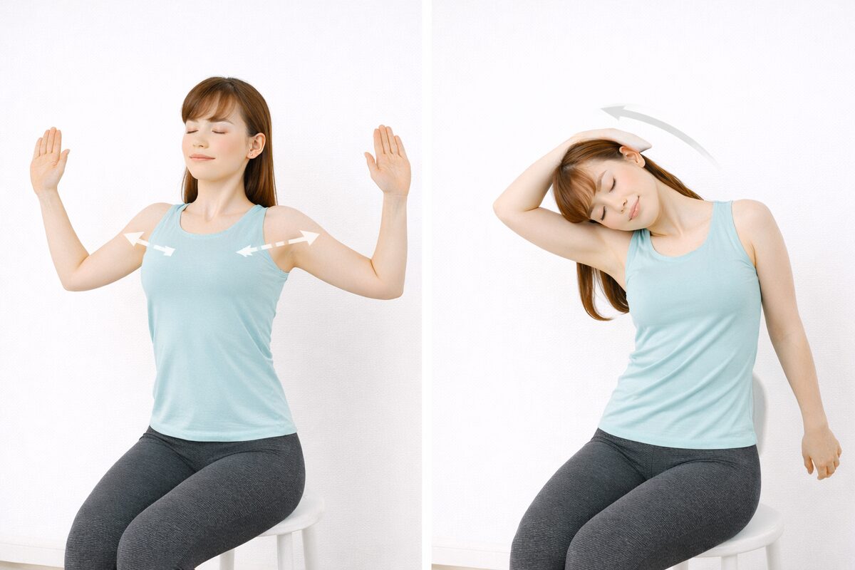 肩甲骨のストレッチのポーズ