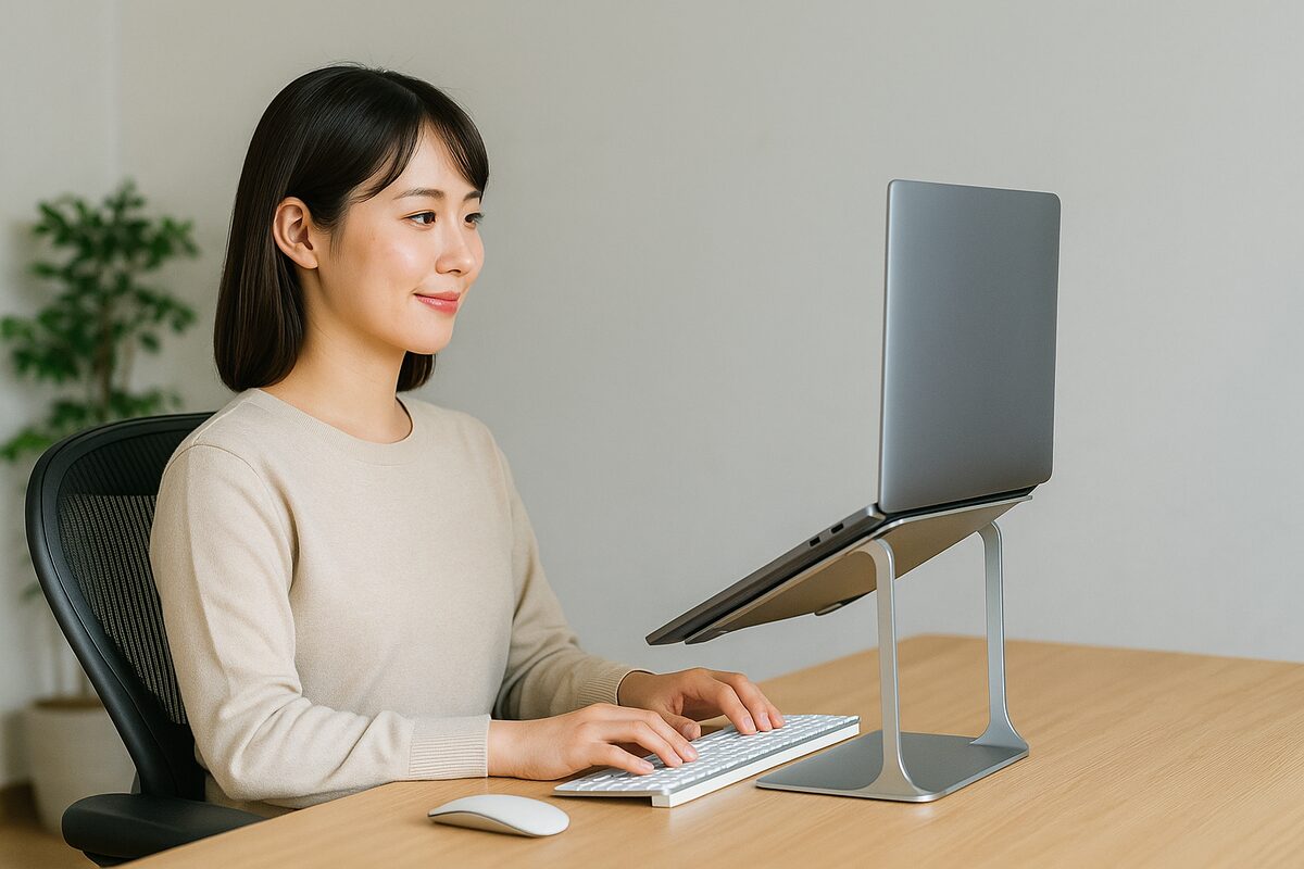 姿勢改善してパソコンを使う